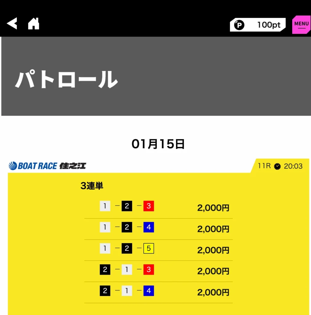 1月15日住之江11R