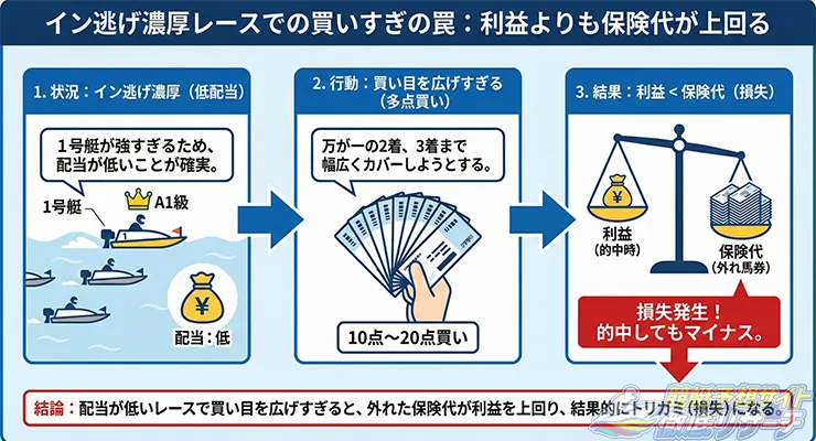 買い目を広げることの危険性について解説している図