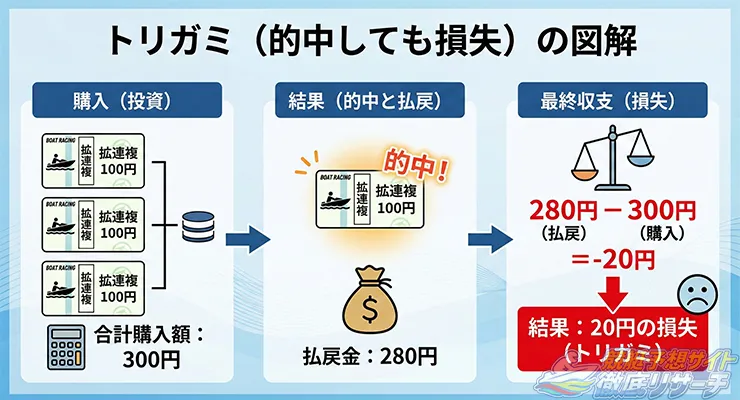 拡連複のトリガミの仕組みについて解説した図