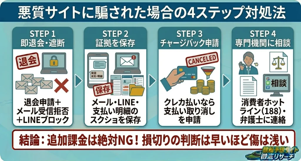 悪質な競艇予想サイトに騙された場合の対処法