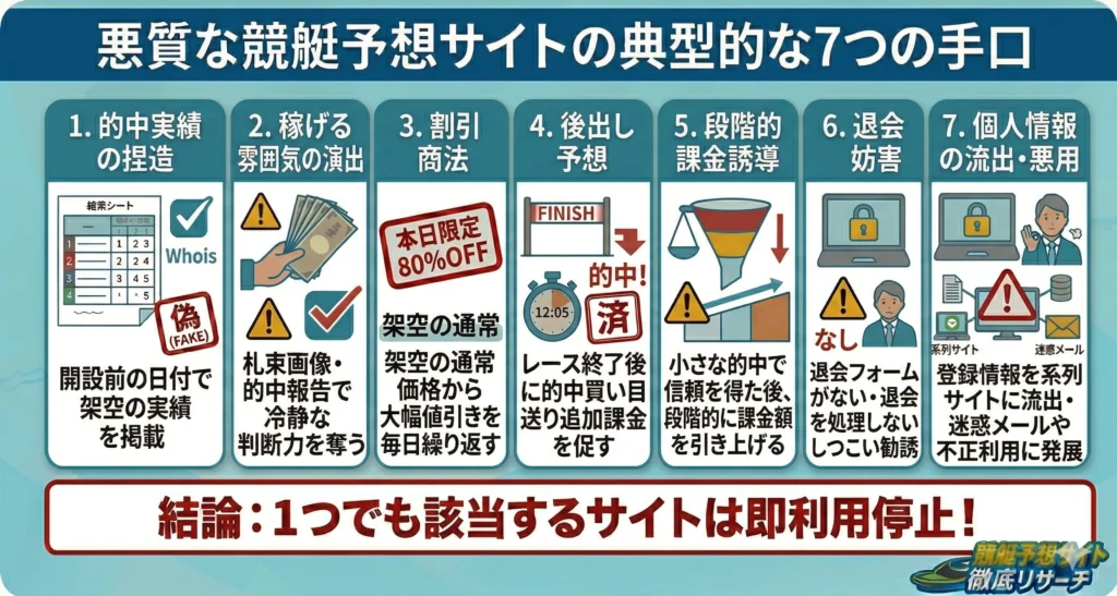 悪質な競艇予想サイトの典型的な7つの手口