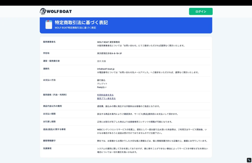 ウルフボート特商法
