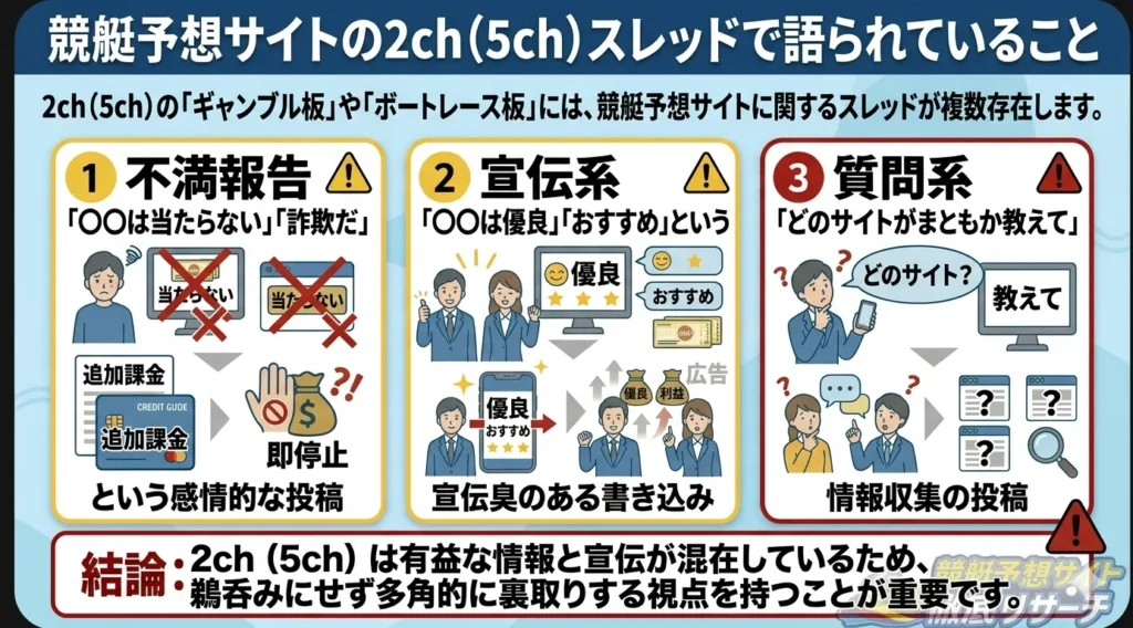 競艇予想サイトの2ch（5ch）スレッドで語られていること