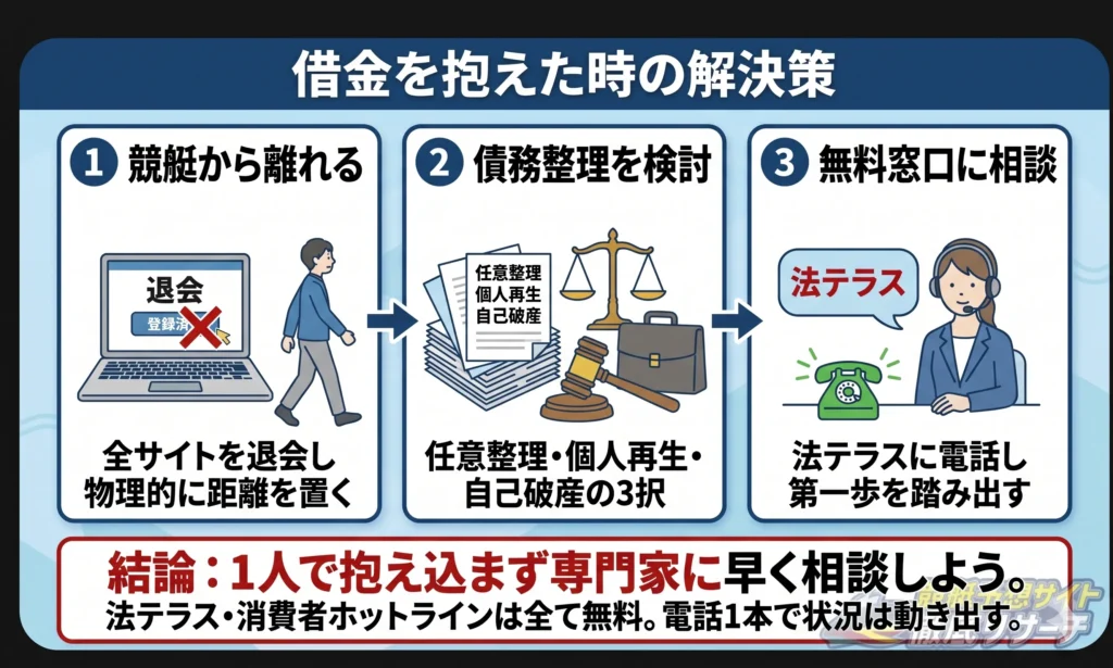 競艇予想サイトで借金を抱えてしまった場合の解決策
