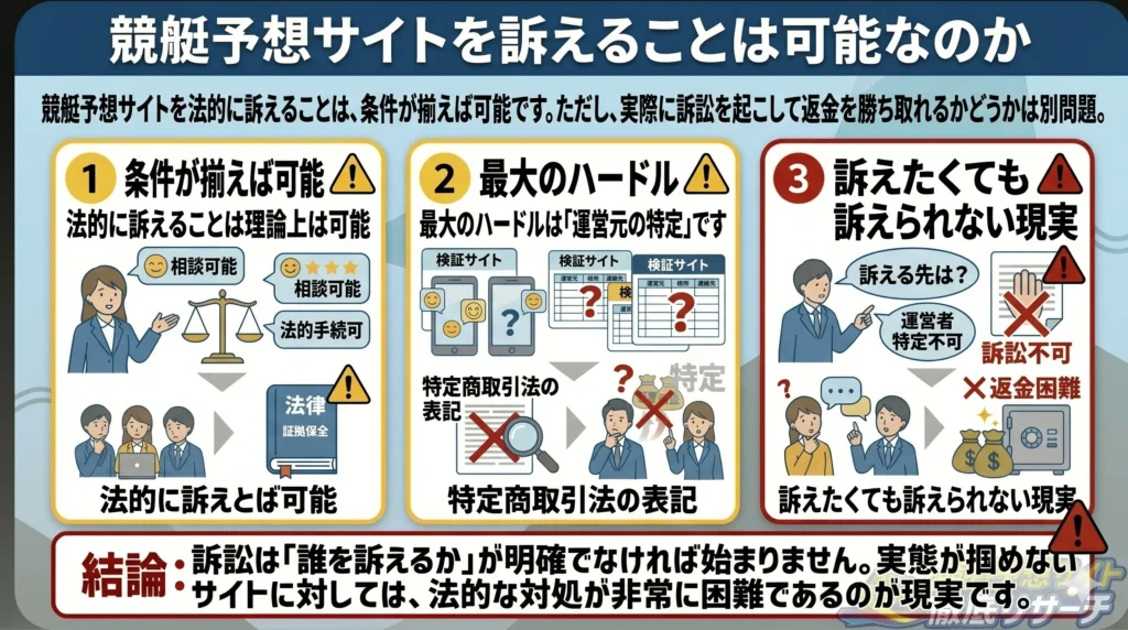 競艇予想サイトを訴えることは可能なのか