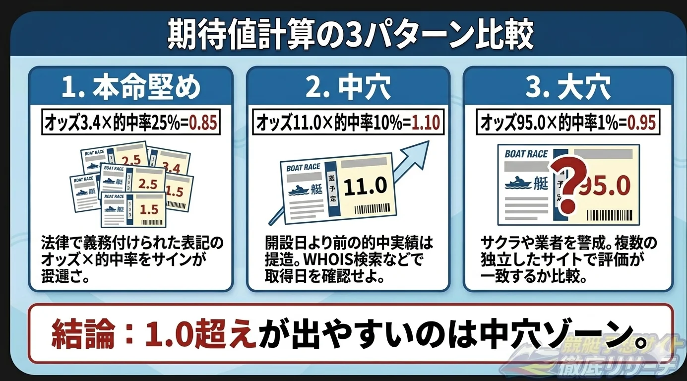 期待値の計算手順と3つの実例(本命・中穴・大穴)