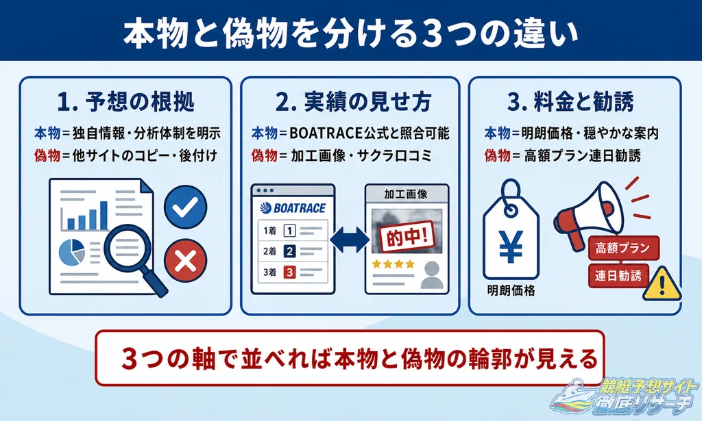 本物と偽物の競艇予想サイトの違い