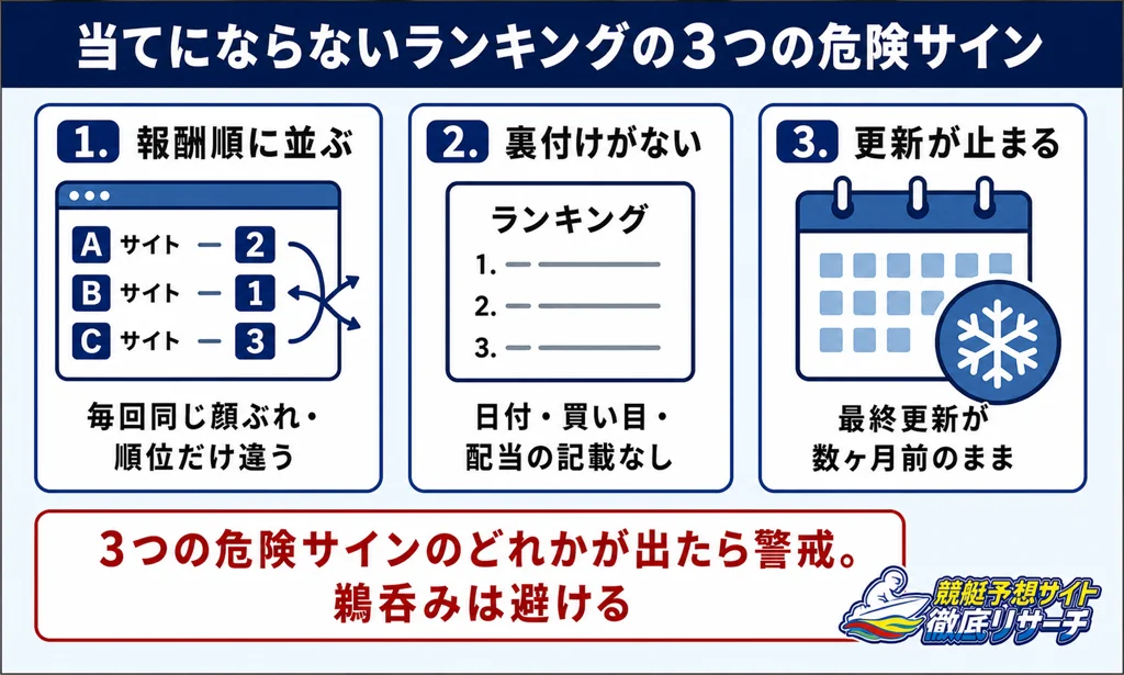 当てにならない競艇予想サイトのランキングの見抜き方
