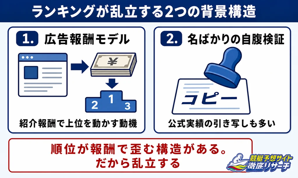 なぜ競艇予想サイトのランキングは乱立するのか