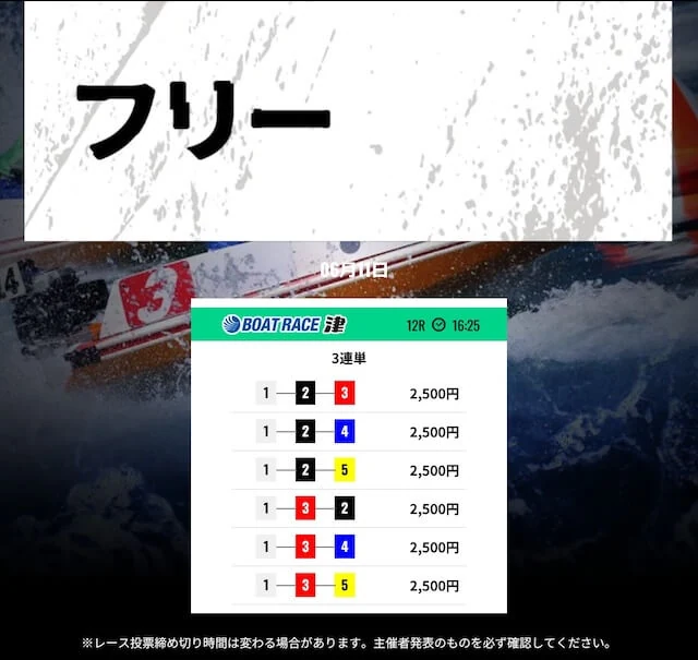 競艇事変の無料予想 津12R買い目（2026年6月11日配信）